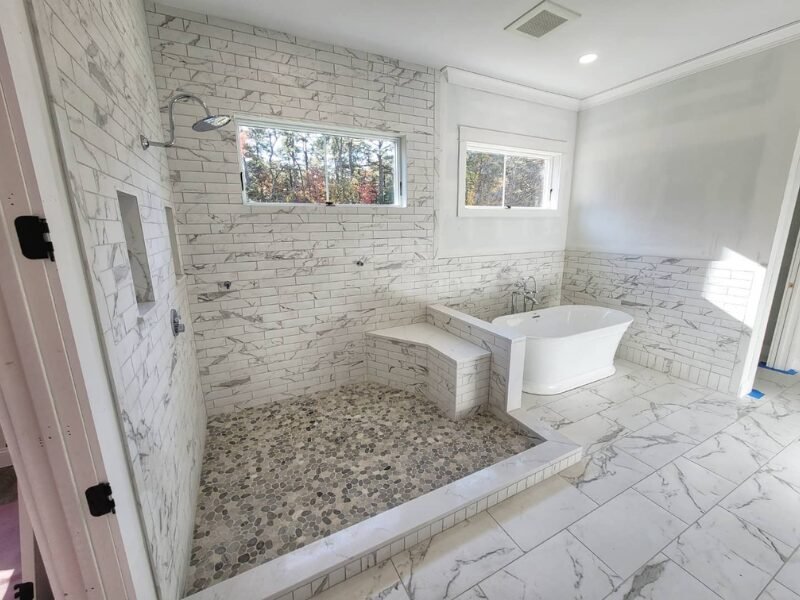 Newly remodeled shower with tile in Fort Mill, SC.